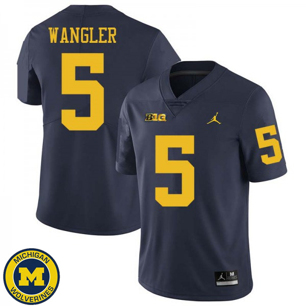 Men Michigan Wolverines #5 Jared Wangler Navy Jordan Brand Player Jersey